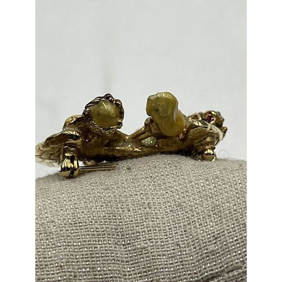 Kirks Folly Two Angel Soul Mate Twin Sister Friends Dancing Gold Tone Pin Brooch - Picture 6 of 9